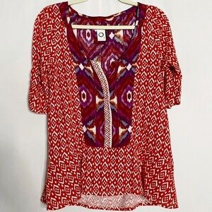 Anthropologie Boho Akemi + Kin Splitneck Ikat Blouse